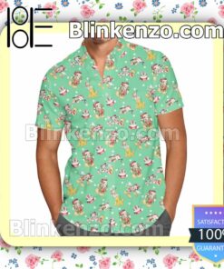 Merry Mickey Christmas Disney Cartoon Graphics Green Summer Hawaiian Shirt, Mens Shorts
