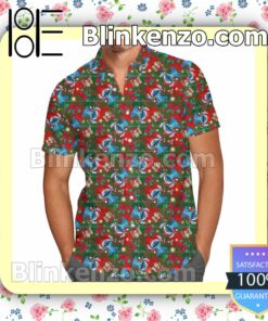 Merry Stitch Christmas Disney Cartoon Graphics Summer Hawaiian Shirt, Mens Shorts