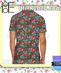 Merry Stitch Christmas Disney Cartoon Graphics Summer Hawaiian Shirt, Mens Shorts a