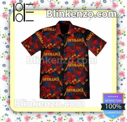 Metallica Sunset Skull Flowers Summer Shirt