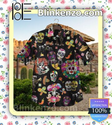 Mexico Skull Amigos Black Button-down Shirts