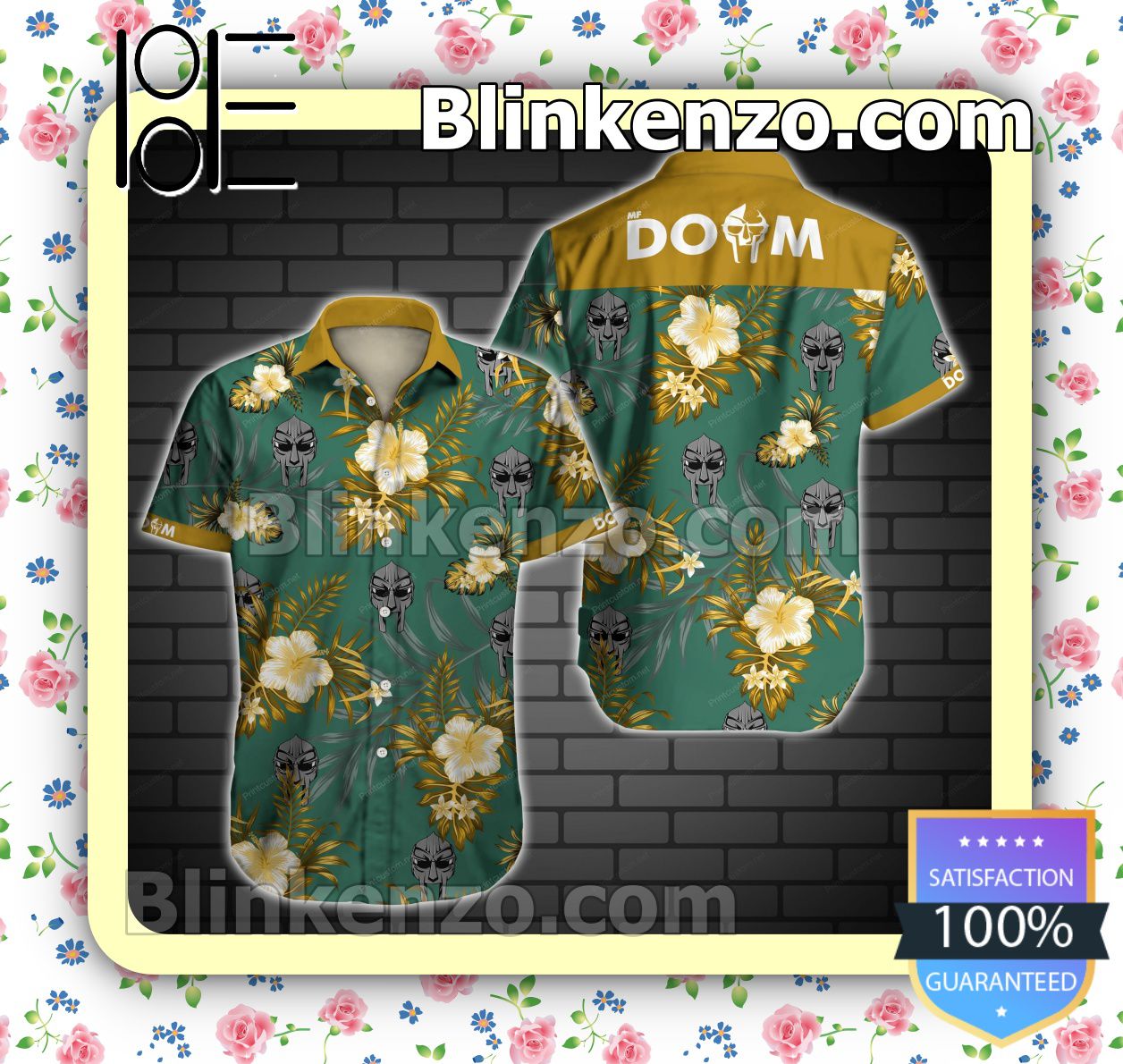 Mf Doom Yellow Tropical Floral Green Summer Shirts