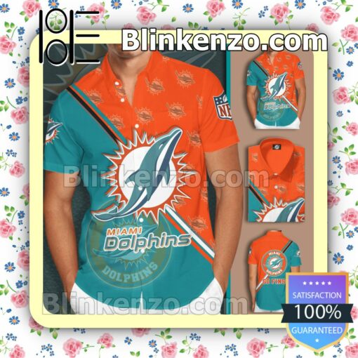 Miami Dolphins Football Team Summer Hawaiian Shirt, Mens Shorts