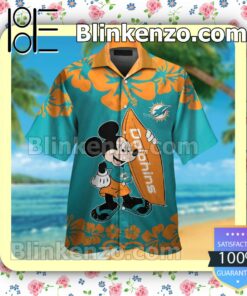 Miami Dolphins & Mickey Mouse Mens Shirt, Swim Trunk