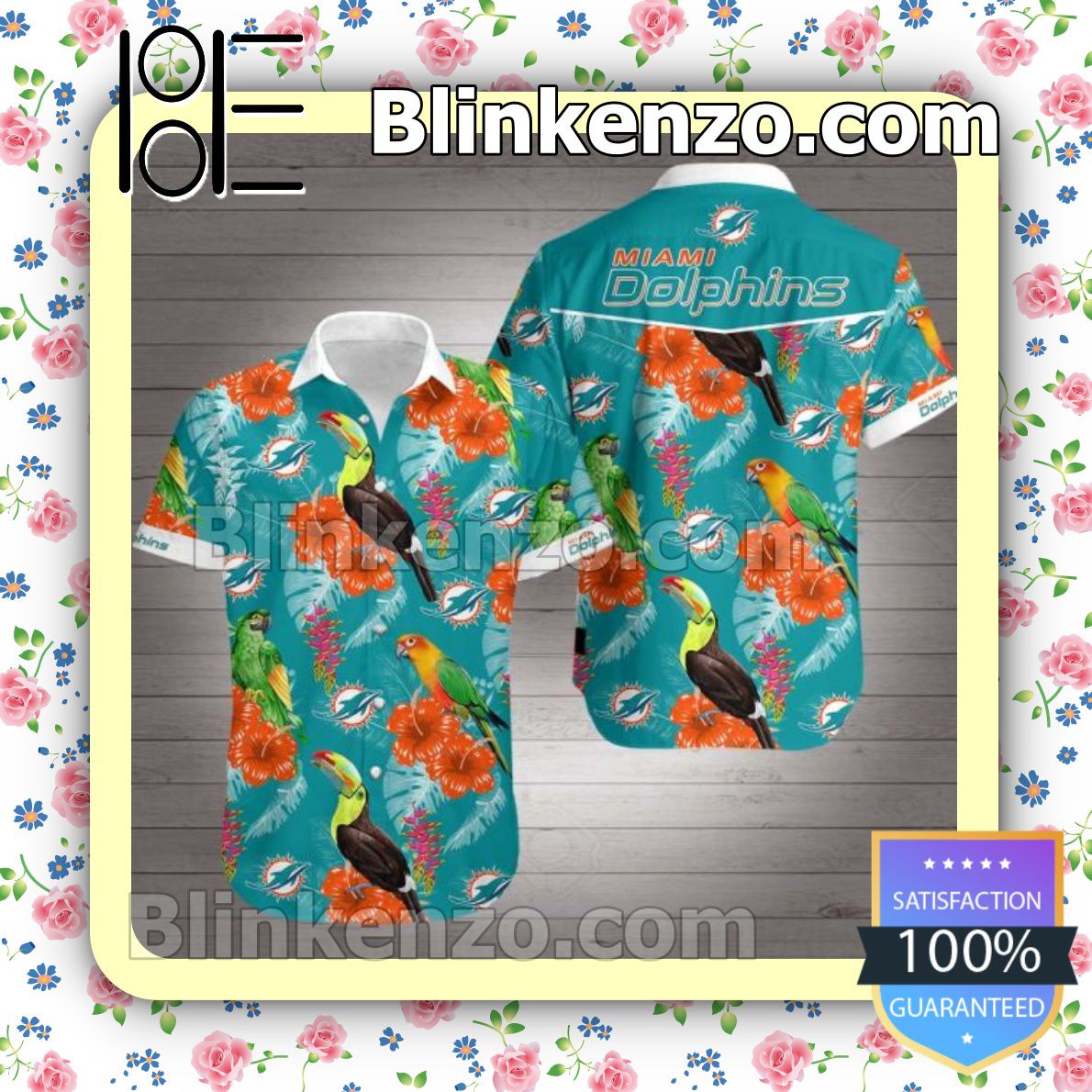 Miami Dolphins Parrot Hibiscus Summer Shirts