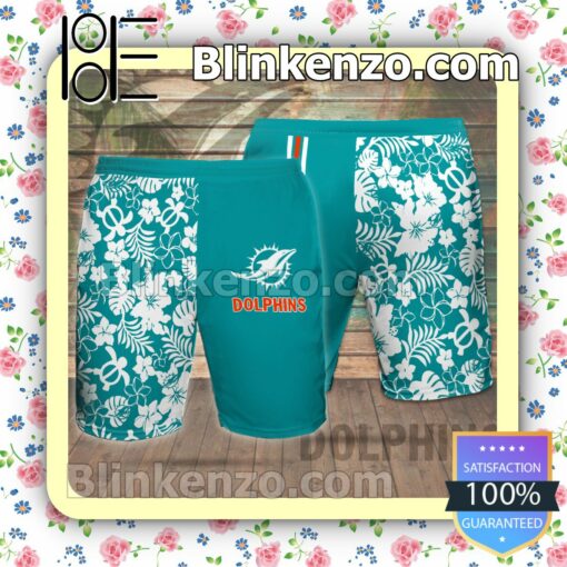 Miami Dolphins Turquoise Summer Hawaiian Shirt, Mens Shorts