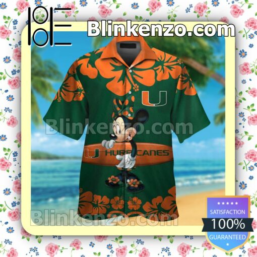 Miami Hurricanes & Minnie Mouse Mens Shirt, Swim Trunk