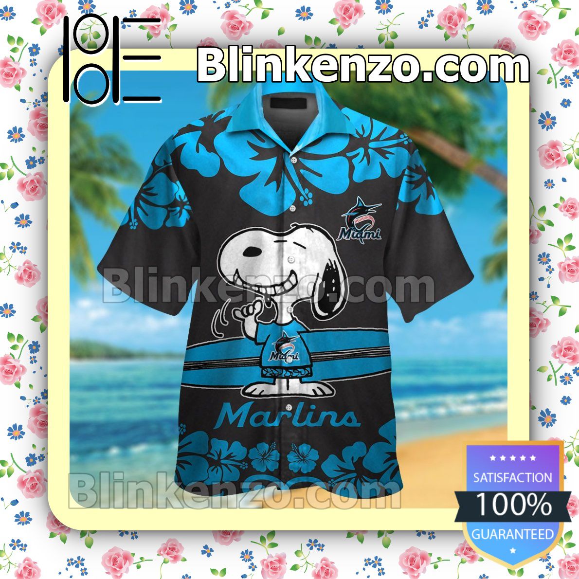 Miami Marlins Snoopy Mens Shirt, Swim Trunk