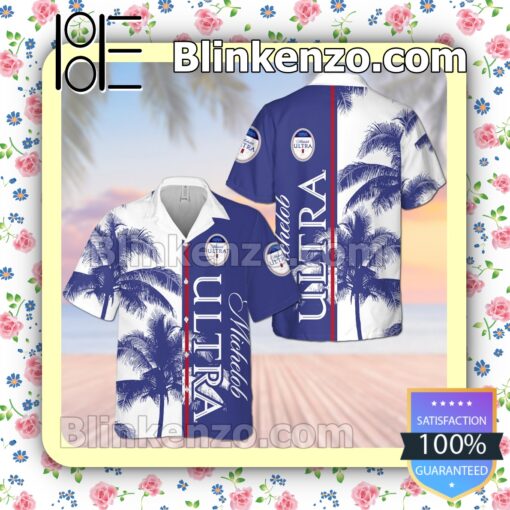 Michelob Ultra Palm Tree White Blue Summer Hawaiian Shirt