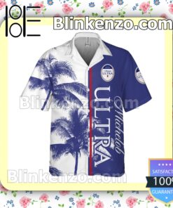 Michelob Ultra Palm Tree White Blue Summer Hawaiian Shirt b