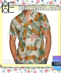 Michelob Ultra Pure Gold Tropical Leafs Summer Hawaiian Shirt, Mens Shorts