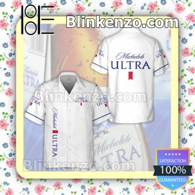 Michelob Ultra White Summer Hawaiian Shirt, Mens Shorts