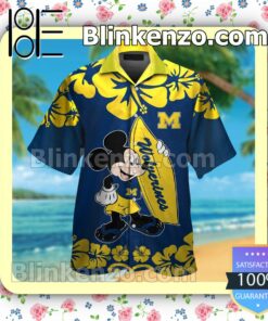 Michigan Wolverines & Mickey Mouse Mens Shirt, Swim Trunk