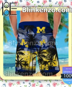 Michigan Wolverines Tropical Mens Shirt, Swim Trunk a