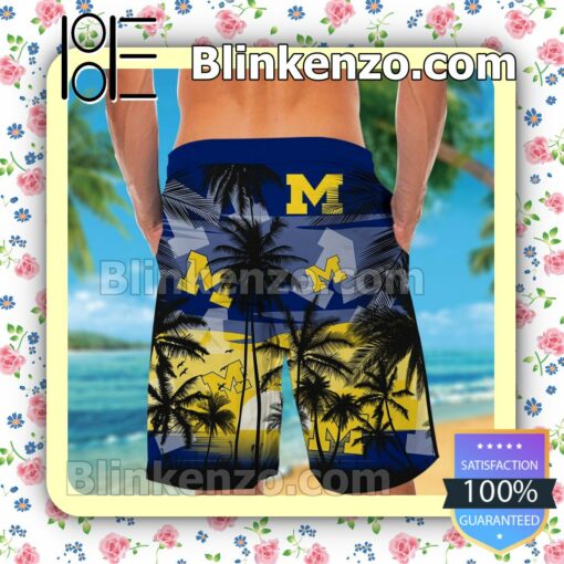 Michigan Wolverines Tropical Mens Shirt, Swim Trunk a