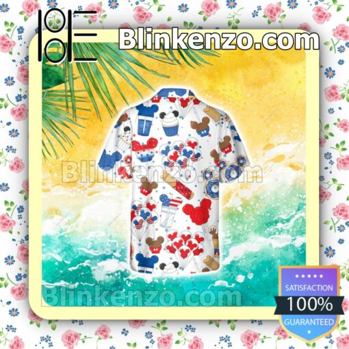 Mickey American Sweets 4th Of July White Summer Hawaiian Shirt, Mens Shorts a