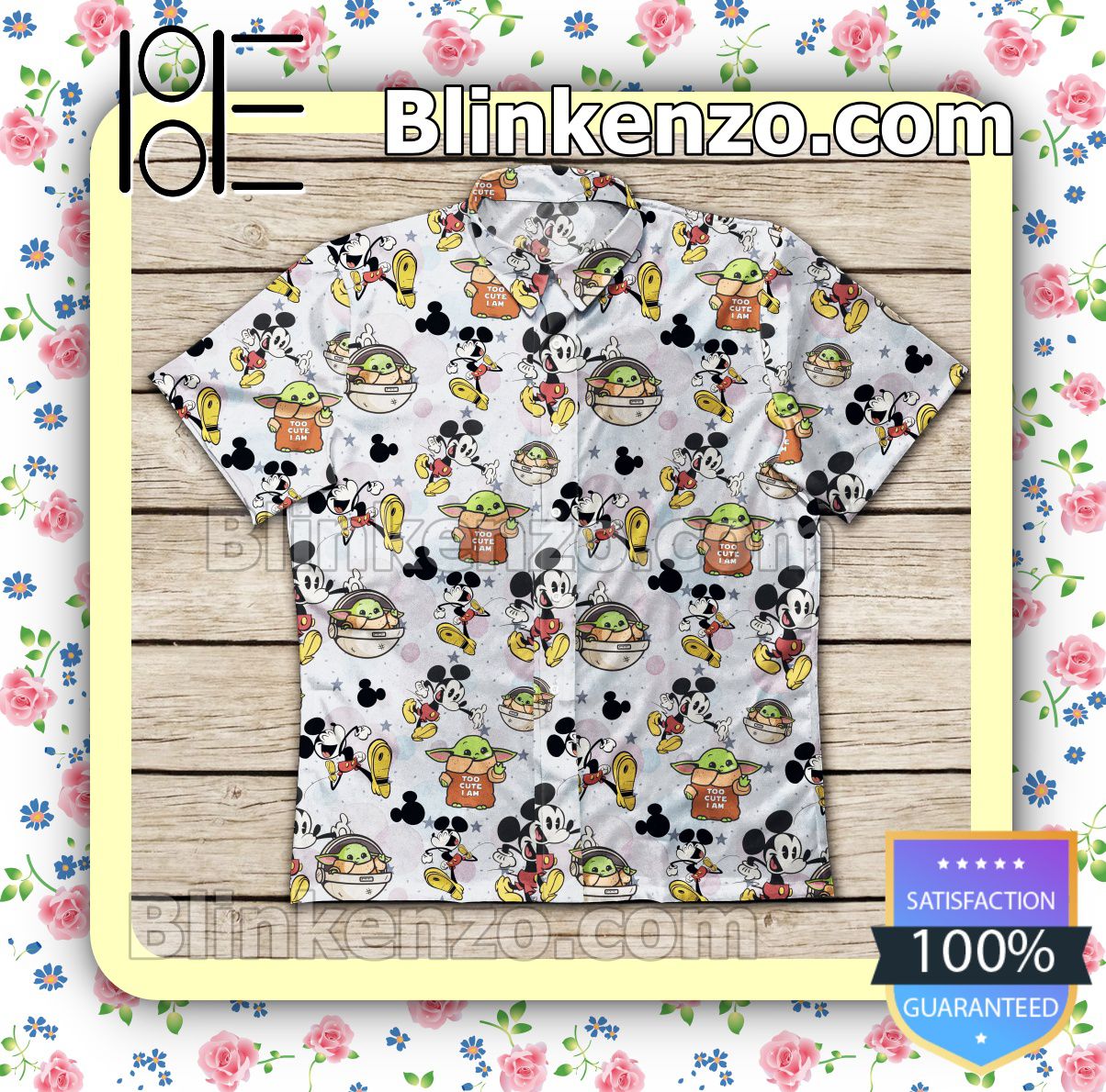 Gorgeous Mickey And Baby Yoda White Summer Shirts