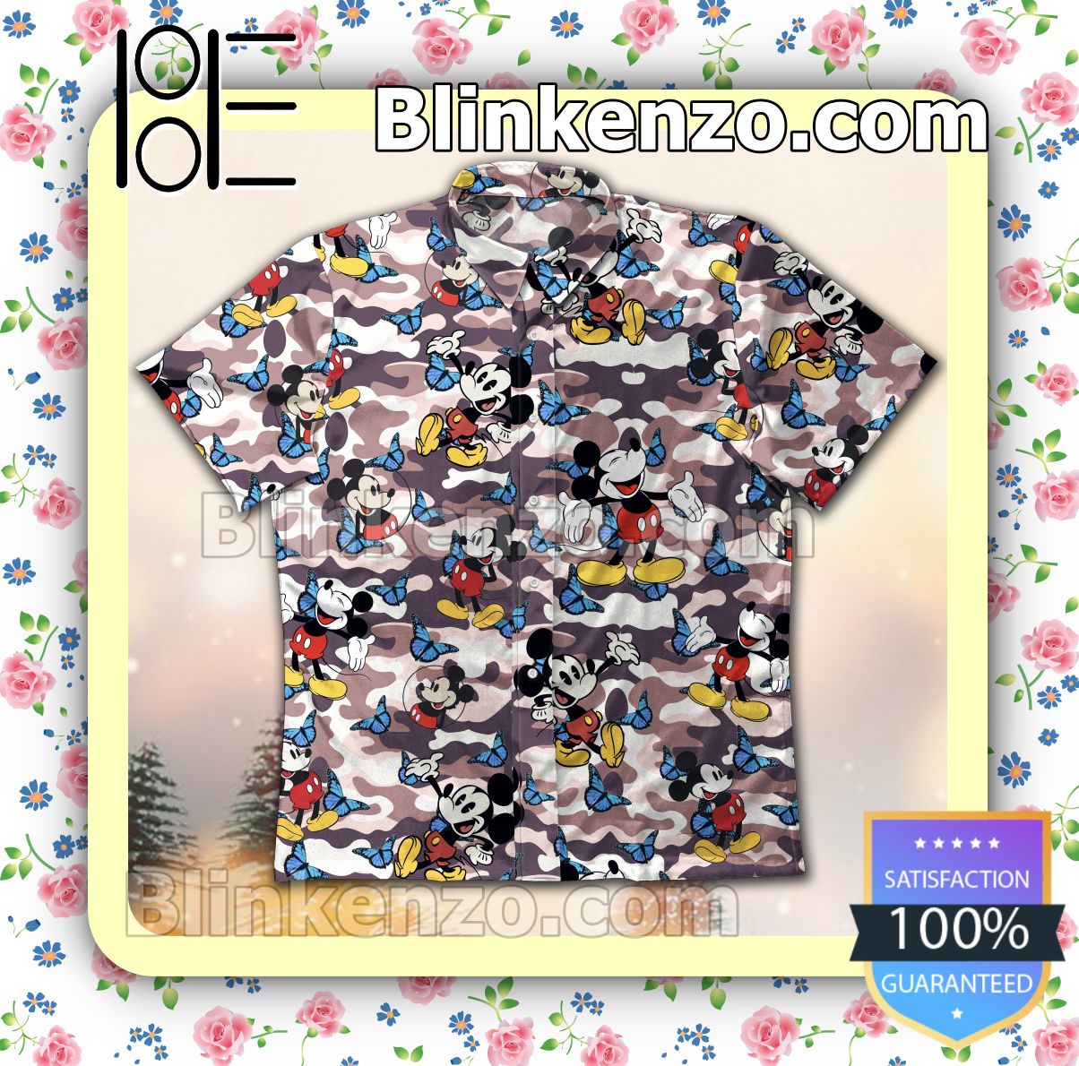 Us Store Mickey And Blue Butterfly Camo Summer Shirts