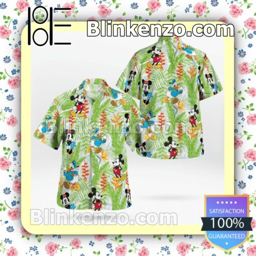 Mickey And Donald Banana Leaf And Flower Summer Shirts