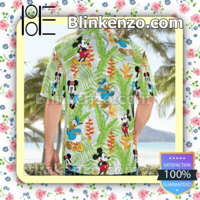 Mickey And Donald Banana Leaf And Flower Summer Shirts a