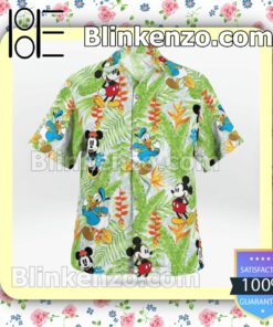 Mickey And Donald Banana Leaf And Flower Summer Shirts b