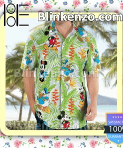 Mickey And Donald Banana Leaf And Flower Summer Shirts c