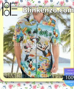 Mickey And Friends Go To Beach Hawaiian Shirts, Swim Trunks b