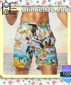 Mickey And Friends Go To Beach Hawaiian Shirts, Swim Trunks x