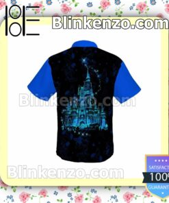 Mickey Fantasia 50th Anniversary Glitter Disney Castle Black Blue Summer Hawaiian Shirt, Mens Shorts a