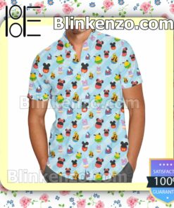 Mickey & Friends Easter Eggs Pattern Disney Cartoon Graphics Summer Hawaiian Shirt, Mens Shorts