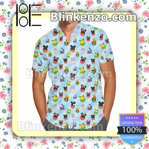 Mickey & Friends Easter Eggs Pattern Disney Cartoon Graphics Summer Hawaiian Shirt, Mens Shorts