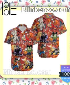 Mickey & Friends Halloween Villain Costume Disney Orange Summer Hawaiian Shirt
