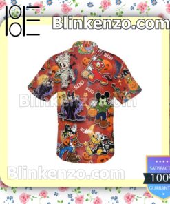 Mickey & Friends Halloween Villain Costume Disney Orange Summer Hawaiian Shirt b