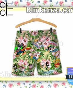 Mickey Minnie Donald Daisy Goofy Pluto Disney Summer Hawaiian Shirt, Mens Shorts a