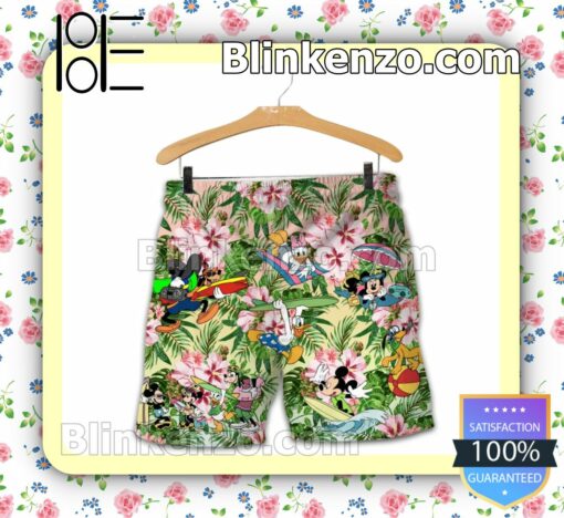 Mickey Minnie Donald Daisy Goofy Pluto Disney Summer Hawaiian Shirt, Mens Shorts a