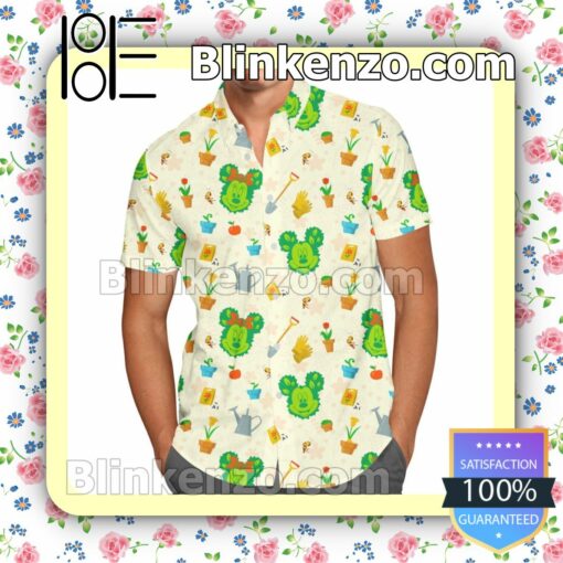 Mickey Minnie Flower & Garden Festival Disney Cartoon Graphics Summer Hawaiian Shirt, Mens Shorts