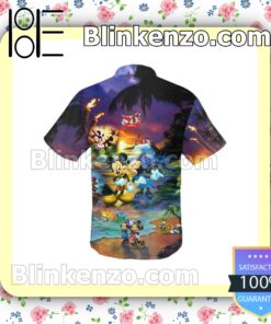 Mickey & Minnie Mouse Sunset Beach Disney Summer Hawaiian Shirt b