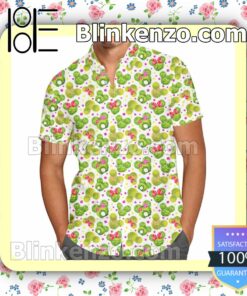 Mickey & Minnie Topiaries Pattern Disney Cartoon Graphics Summer Hawaiian Shirt, Mens Shorts