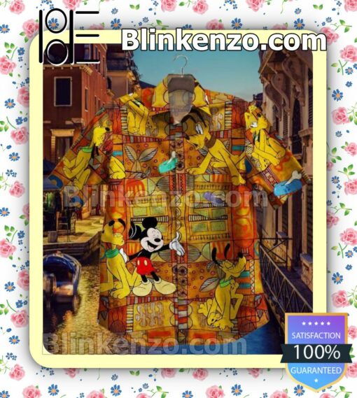 Mickey Mouse And Goofy Multicolor Button-down Shirts