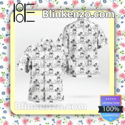 Mickey Mouse Cartoon Painting White Summer Shirts