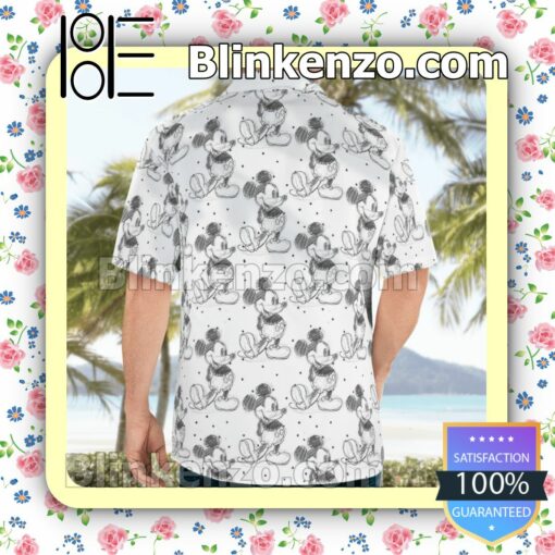 Mickey Mouse Cartoon Painting White Summer Shirts a