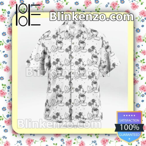 Mickey Mouse Cartoon Painting White Summer Shirts b