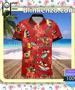 Mickey Mouse Costume Disney Red Summer Hawaiian Shirt, Mens Shorts a