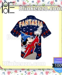 Mickey Mouse Disney Ear Pattern Fantasia Summer Hawaiian Shirt b