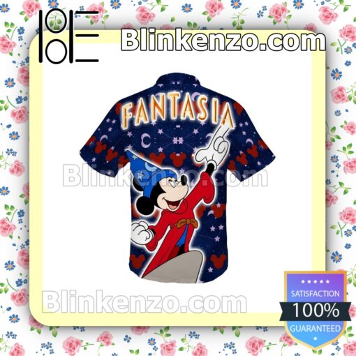 Mickey Mouse Disney Ear Pattern Fantasia Summer Hawaiian Shirt b