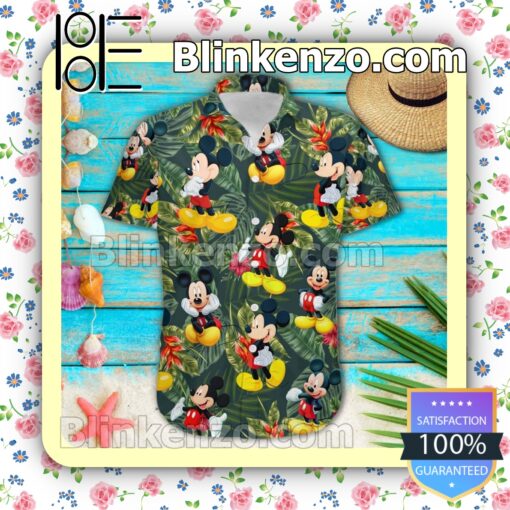Mickey Mouse Disney Hibicus Tropical Forest Summer Hawaiian Shirt a