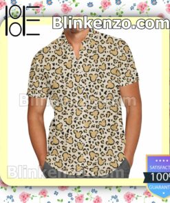 Mickey Mouse Ears Leopard Pattern Summer Hawaiian Shirt, Mens Shorts