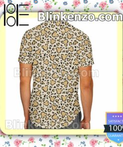 Mickey Mouse Ears Leopard Pattern Summer Hawaiian Shirt, Mens Shorts a
