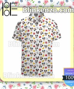 Mickey Mouse Emoji White Summer Hawaiian Shirt, Mens Shorts