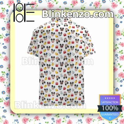 Mickey Mouse Emoji White Summer Hawaiian Shirt, Mens Shorts a